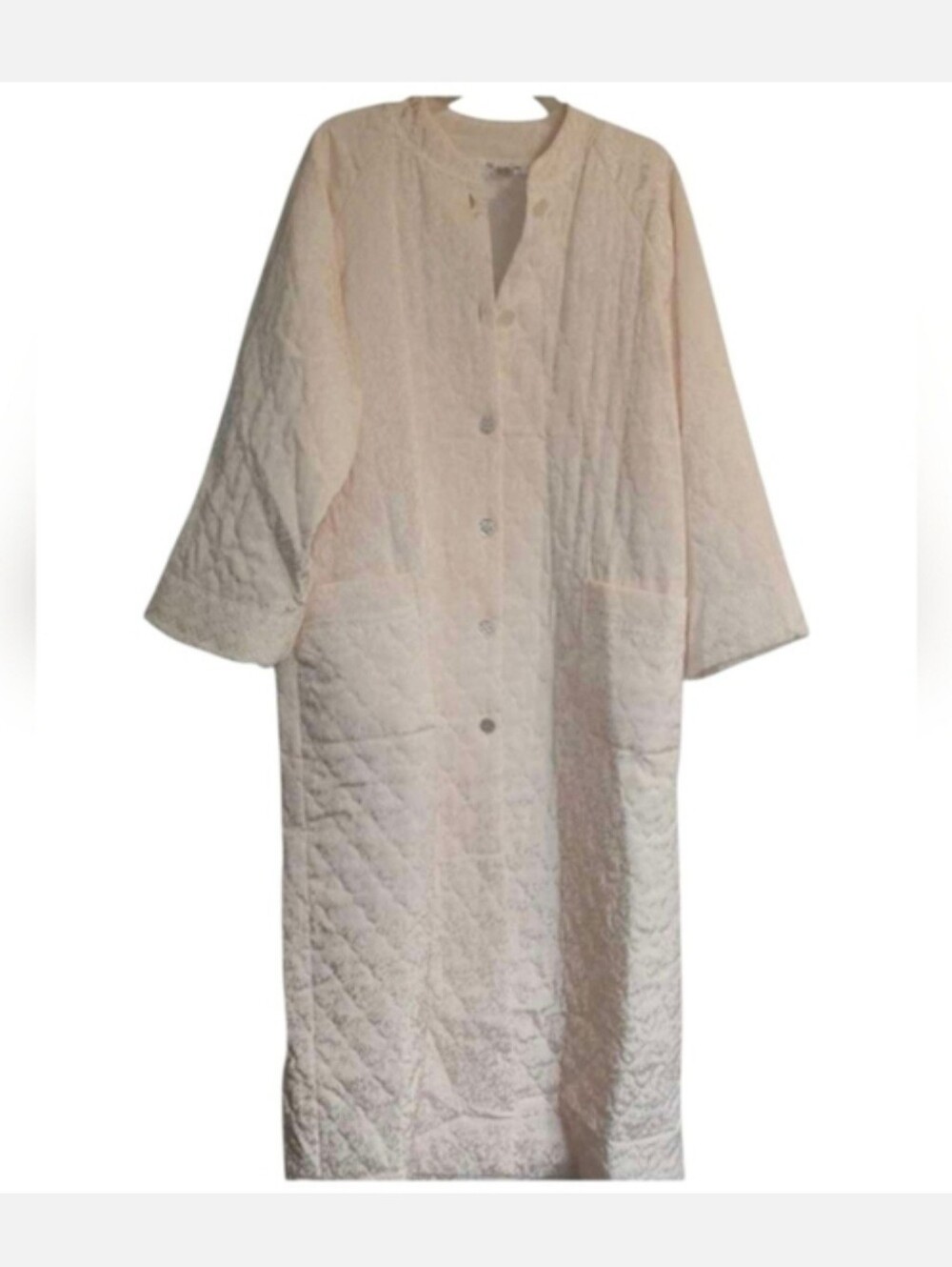 Christian Dior Vintage Quilted Housecoat  Robe • Pale Pink  L